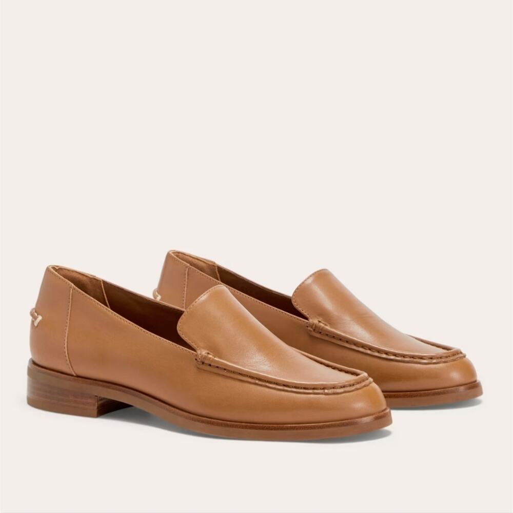 Everlane Modern Loafer Camel Tan Leather Slip On Stacked Heel Shoes Size 11 - Picture 2 of 13